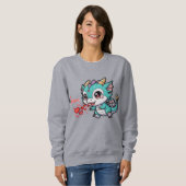 Fiyaaah Süßer Baby-Drache Chibi Anime Kawaii Herz Sweatshirt (Vorne ganz)