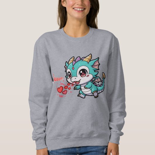 Fiyaaah Süßer Baby-Drache Chibi Anime Kawaii Herz Sweatshirt (Vorderseite)