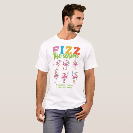 Fizz der Jahreszeit Merry Flamingo W Mele Kalikima T-Shirt (Vorne ganz)