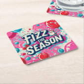Fizz the Season Playful Christmas Coaster Rechteckiger Pappuntersetzer (angewinkelt)