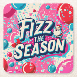 Fizz the Season Playful Christmas Coaster Rechteckiger Pappuntersetzer