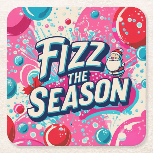 Fizz the Season Playful Christmas Coaster Rechteckiger Pappuntersetzer (Vorderseite)