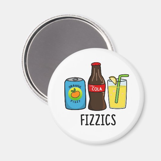 Fizzics Funny Fizzy Cola Drinks Pun Magnet (Vorderseite/Rückseite)
