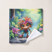 Fizzwiggle, der Regenbogen-Mischief-Sprite. Badhandtuch Set (Waschlappen)