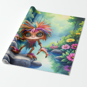 Fizzwiggle, der Regenbogen-Mischief-Sprite. Geschenkpapier