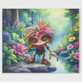 Fizzwiggle, der Regenbogen-Mischief-Sprite. Geschenkpapier (Flach)
