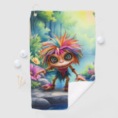 Fizzwiggle, der Regenbogen-Mischief-Sprite. Golfhandtuch (Insitu)