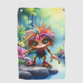Fizzwiggle, der Regenbogen-Mischief-Sprite. Golfhandtuch (Vorderseite)