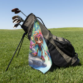 Fizzwiggle, der Regenbogen-Mischief-Sprite. Golfhandtuch