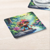 Fizzwiggle, der Regenbogen-Mischief-Sprite. Rechteckiger Pappuntersetzer (angewinkelt)