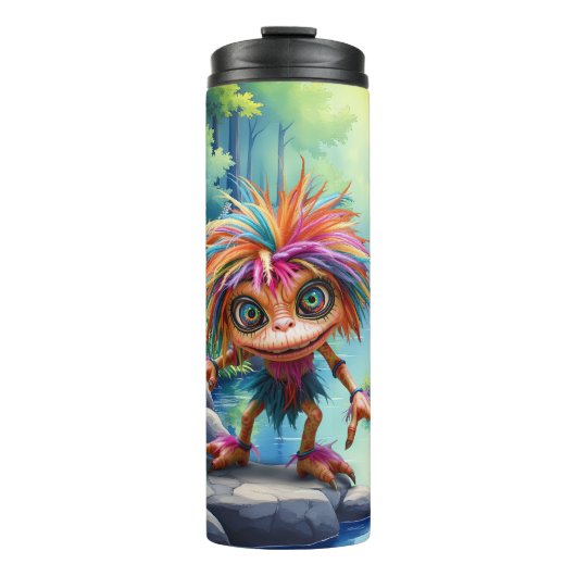 Fizzwiggle, der Regenbogen-Mischief-Sprite. Thermosbecher (Vorderseite)