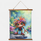 Fizzwiggle, der Regenbogen-Mischief-Sprite. Wandteppich Mit Holzrahmen (Vorderseite)
