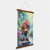 Fizzwiggle, der Regenbogen-Mischief-Sprite. Wandteppich Mit Holzrahmen (Gewinkelt)