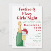 Fizzy Champagne Girls' Night Holiday Einladung (Vorderseite)