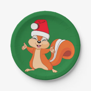 Fizzy das spielerische Eichhörnchen zu Weihnachten Pappteller