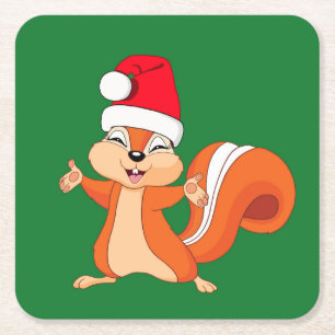 Fizzy das spielerische Eichhörnchen zu Weihnachten Rechteckiger Pappuntersetzer