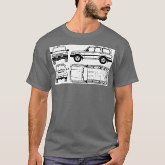 FJ80 Land Cruiser Dimension Blueprint  T-Shirt