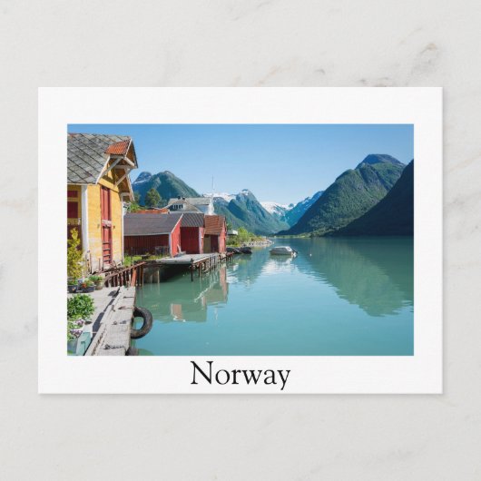 Fjærland und Fjord, norwegische Postkarte (Vorderseite)