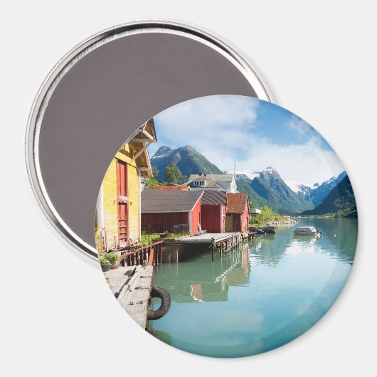 Fjaerlandsfjord-Fjordlandschaft in Norwegen Magnet (Vorderseite/Rückseite)