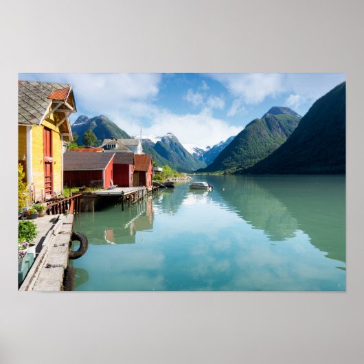 Fjaerlandsfjord-Fjordlandschaft in Norwegen Poster (Vorne)
