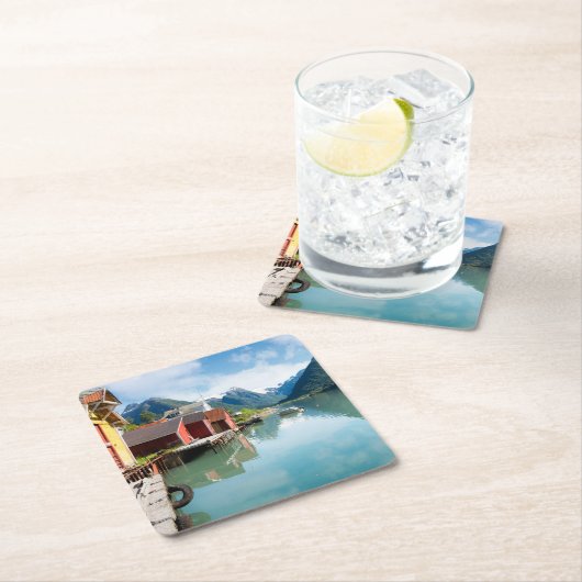 Fjaerlandsfjord Fjordlandschaft in Norwegen Rechteckiger Pappuntersetzer (Vor Ort)