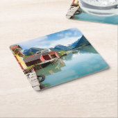 Fjaerlandsfjord Fjordlandschaft in Norwegen Rechteckiger Pappuntersetzer (angewinkelt)