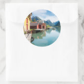 Fjaerlandsfjord-Fjordlandschaft in Norwegen Runder Aufkleber (Tasche)