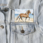 Fjara Isländisches Pferd Aquarell am Strand Button (Insitu)