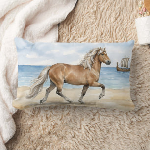 Fjara Isländisches Pferd Aquarell am Strand Lendenkissen