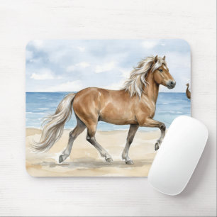 Fjara Isländisches Pferd Aquarell am Strand Mousepad