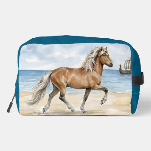 Fjara Isländisches Pferd Aquarell am Strand Waschbeutel