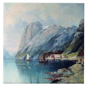 Fjord in Norwegen Gemälde von Lev Lagorio Fliese