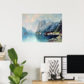 Fjord in Norwegen Gemälde von Lev Lagorio Poster (Heimbüro)