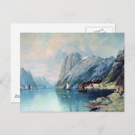 Fjord in Norwegen Gemälde von Lev Lagorio Postkarte (Vorne/Hinten)