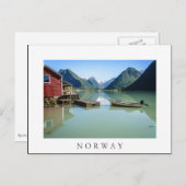 Fjord-Landschaft in Norwegen, weißer Text Postkart Postkarte (Vorne/Hinten)