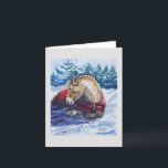 Fjord Pferd im Schnee Wasserfarbe - Grußkarte Karte<br><div class="desc">Aus einer Aquarellfarbe stammt eines meiner eigenen Fotos eines norwegischen Fjorden-Pferdes,  das in Bordeaux getaucht und auf einem Schneefeld liegt</div>