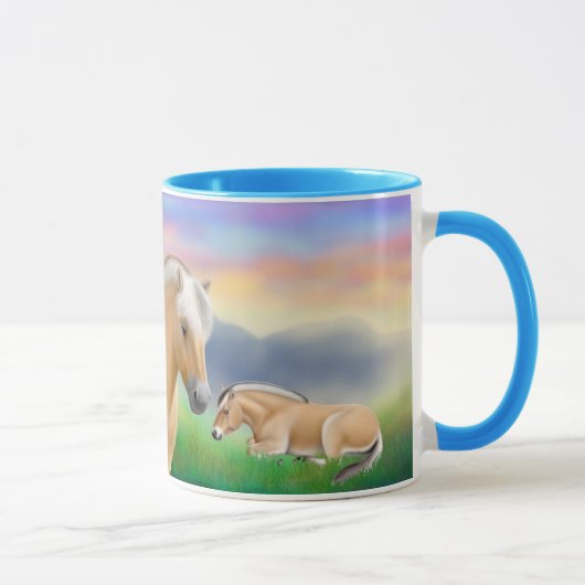 Fjord-Pferde an der Erholungs-Wecker-Tasse Tasse (Rechts)