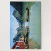 Fjordlandschaft mit Boot in Norwegen Puzzle (Vertikal)