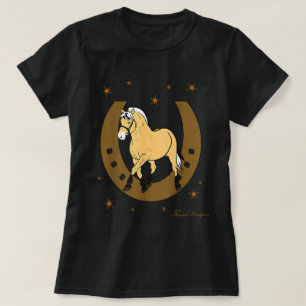 Fjordpferd Fjord Fjordi mit Hufeisen Pony Fan T-Shirt
