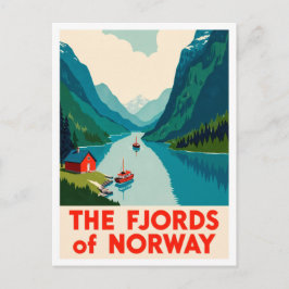 Fjords Norway Art vintage Travel Postkarte