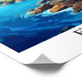 Fjords Norwegen Art Vintage Travel Illustration Poster (Ecke)