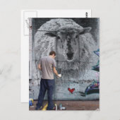 Fjun das Schafgraffiti Postkarte (Vorne/Hinten)