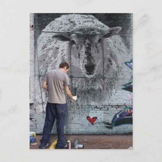 Fjun das Schafgraffiti Postkarte (Vorderseite)