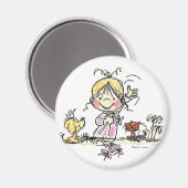 FL-001 Girl Waving Magnet (Vorderseite/Rückseite)