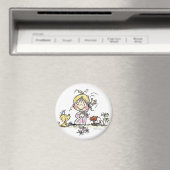 FL-001 Girl Waving Magnet (In Situ (Geschirrspüler))