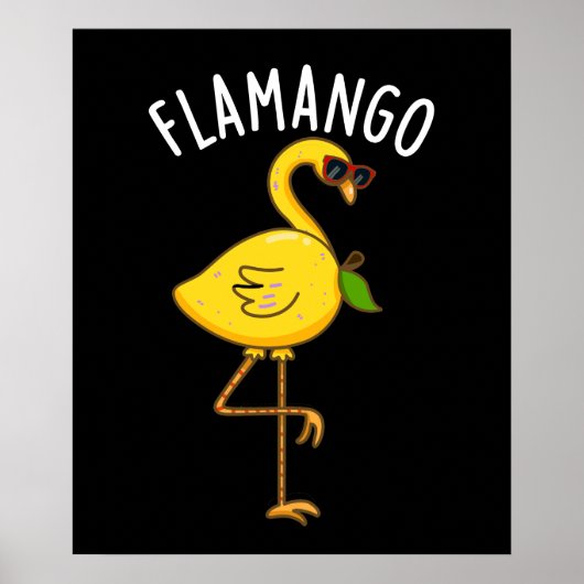 Fla-mango Funny Flamingo Pun Dark BG Poster (Vorne)