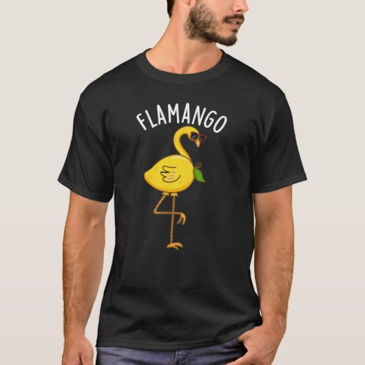 Fla-mango Funny Flamingo Pun Dark BG T-Shirt (Vorderseite)