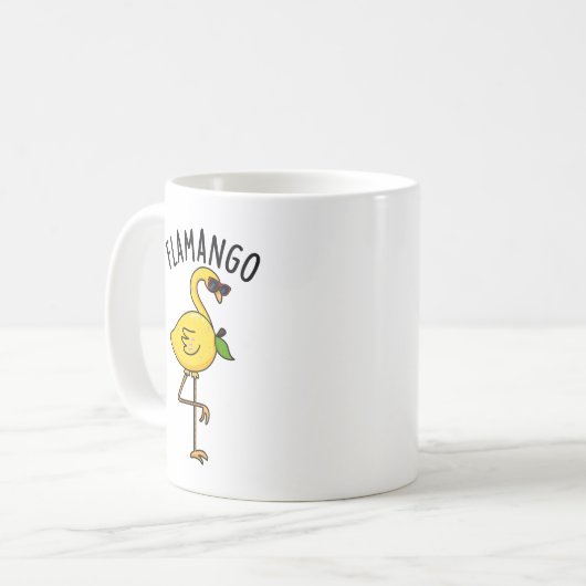 Fla-mango Funny Flamingo Pun Kaffeetasse (Vorderseite Links)