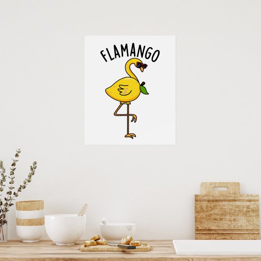 Fla-mango Funny Flamingo Pun Poster (Küche)