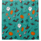 Flach-Style Halloween türkisfarbenes Muster. Duschvorhang (Vorderseite)